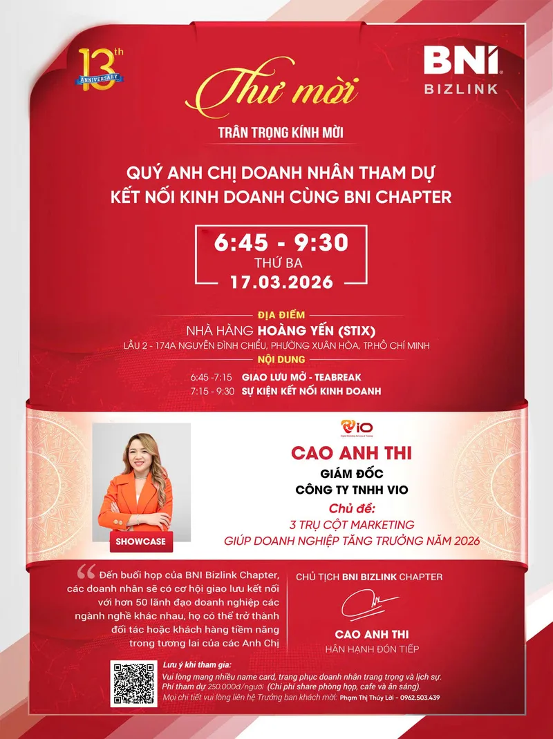 THƯ MỜI THAM DỰ SỰ KIỆN KẾT NỐI KINH DOANH NGÀY 17/03/2026