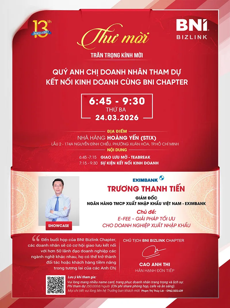 THƯ MỜI THAM DỰ SỰ KIỆN KẾT NỐI KINH DOANH NGÀY 24/03/2026